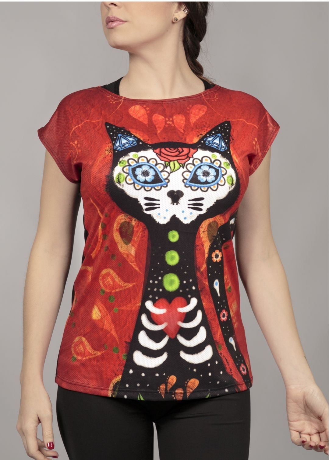 BLUSA OVAL CALAVERA GATUNA ROJO